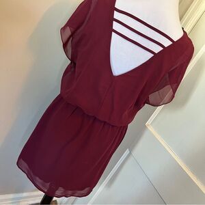 Cute City TrianglesOpen Back Maroon Pull On Floaty Dress Womens Large